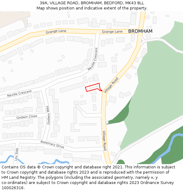 39A, VILLAGE ROAD, BROMHAM, BEDFORD, MK43 8LL: Location map and indicative extent of plot