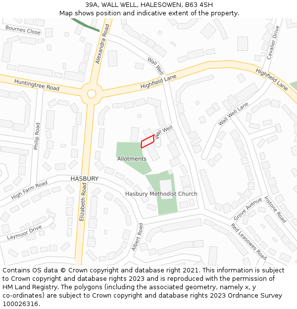 39A, WALL WELL, HALESOWEN, B63 4SH: Location map and indicative extent of plot