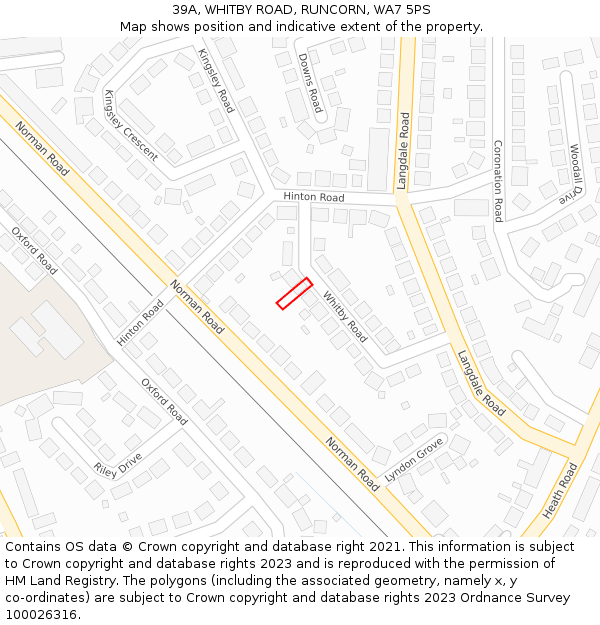 39A, WHITBY ROAD, RUNCORN, WA7 5PS: Location map and indicative extent of plot