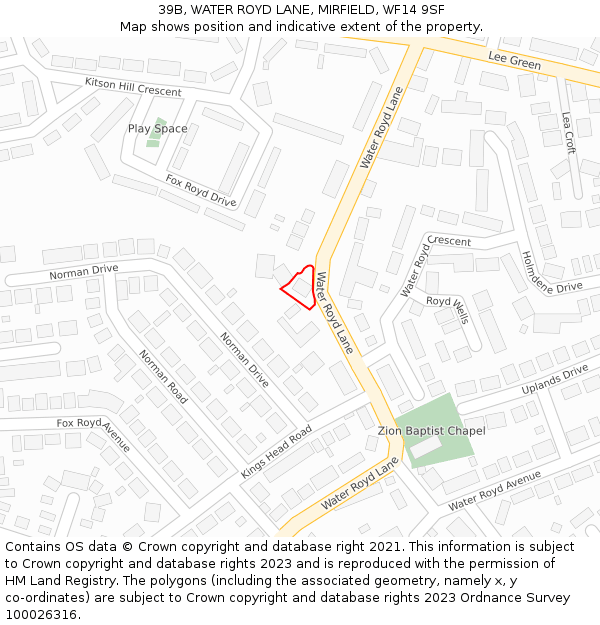 39B, WATER ROYD LANE, MIRFIELD, WF14 9SF: Location map and indicative extent of plot