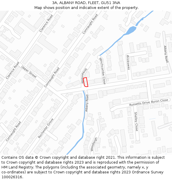 3A, ALBANY ROAD, FLEET, GU51 3NA: Location map and indicative extent of plot