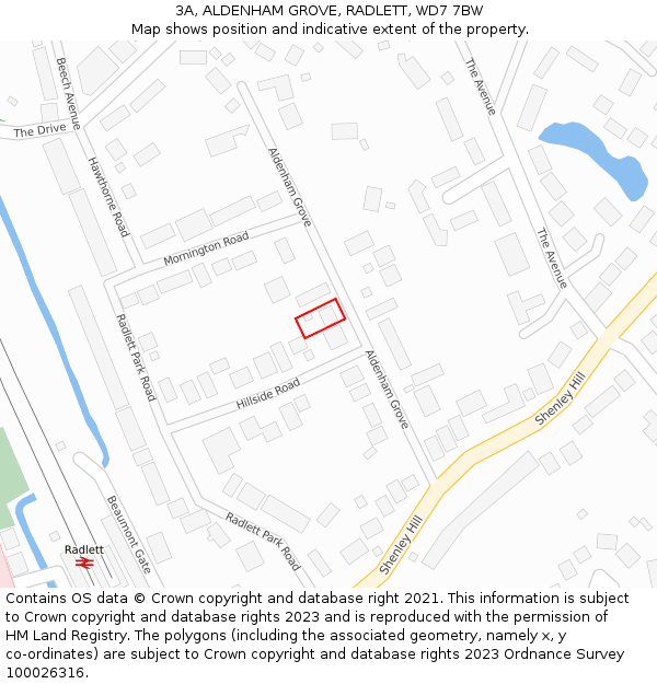 3A, ALDENHAM GROVE, RADLETT, WD7 7BW: Location map and indicative extent of plot