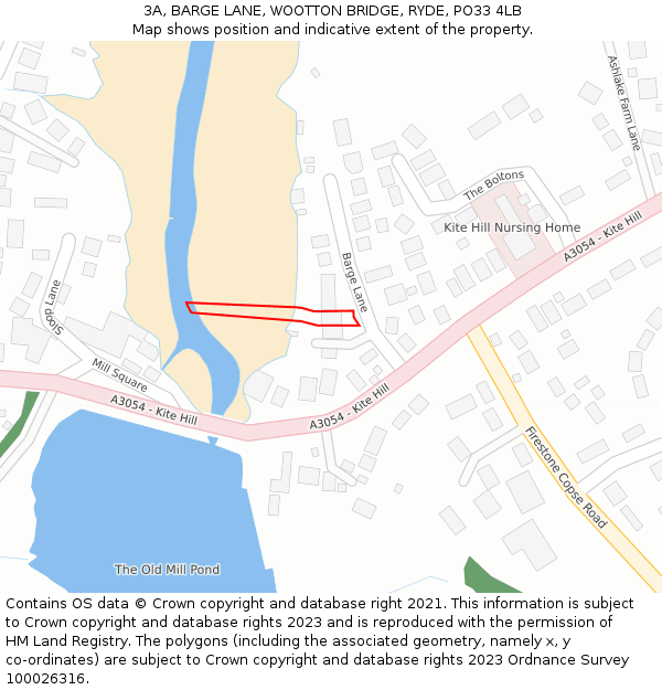 3A, BARGE LANE, WOOTTON BRIDGE, RYDE, PO33 4LB: Location map and indicative extent of plot