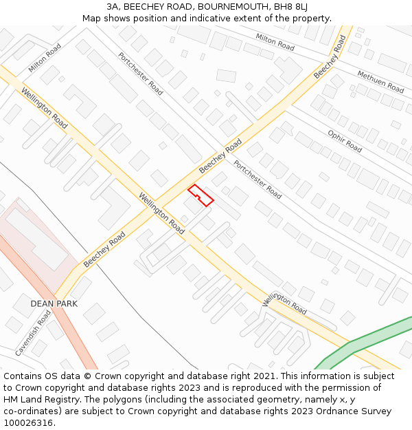 3A, BEECHEY ROAD, BOURNEMOUTH, BH8 8LJ: Location map and indicative extent of plot