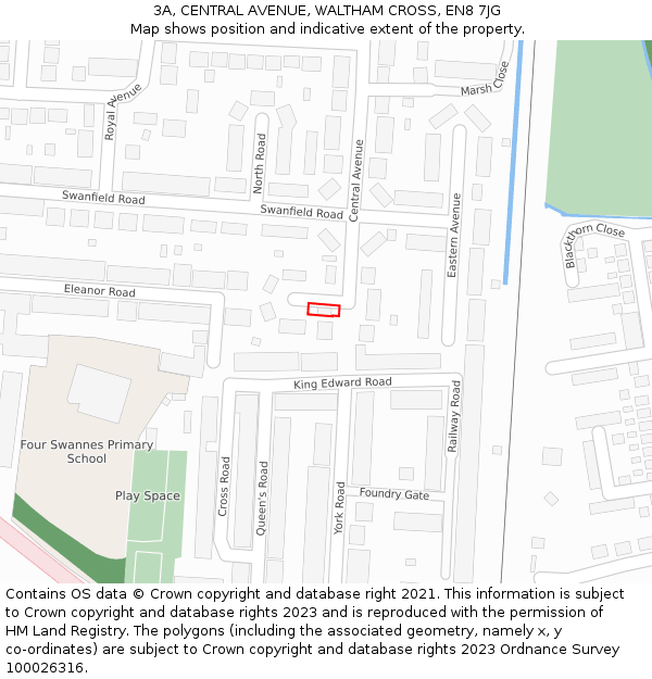 3A, CENTRAL AVENUE, WALTHAM CROSS, EN8 7JG: Location map and indicative extent of plot