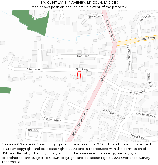 3A, CLINT LANE, NAVENBY, LINCOLN, LN5 0EX: Location map and indicative extent of plot