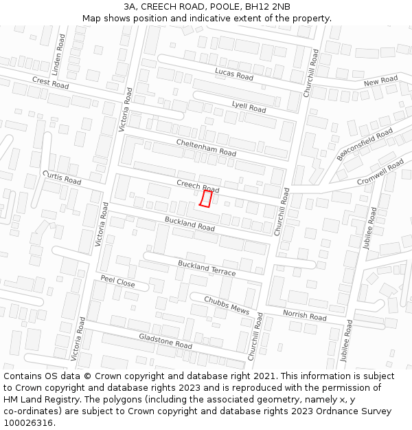 3A, CREECH ROAD, POOLE, BH12 2NB: Location map and indicative extent of plot