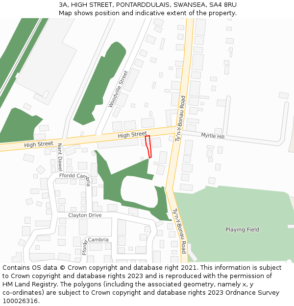 3A, HIGH STREET, PONTARDDULAIS, SWANSEA, SA4 8RU: Location map and indicative extent of plot