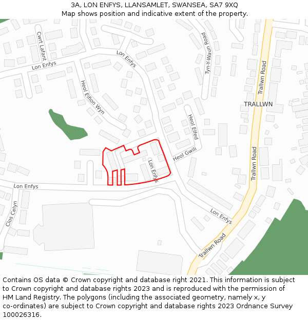 3A, LON ENFYS, LLANSAMLET, SWANSEA, SA7 9XQ: Location map and indicative extent of plot