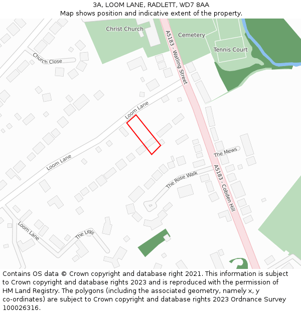 3A, LOOM LANE, RADLETT, WD7 8AA: Location map and indicative extent of plot