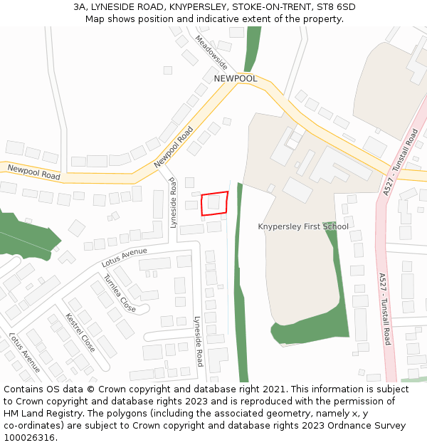 3A, LYNESIDE ROAD, KNYPERSLEY, STOKE-ON-TRENT, ST8 6SD: Location map and indicative extent of plot