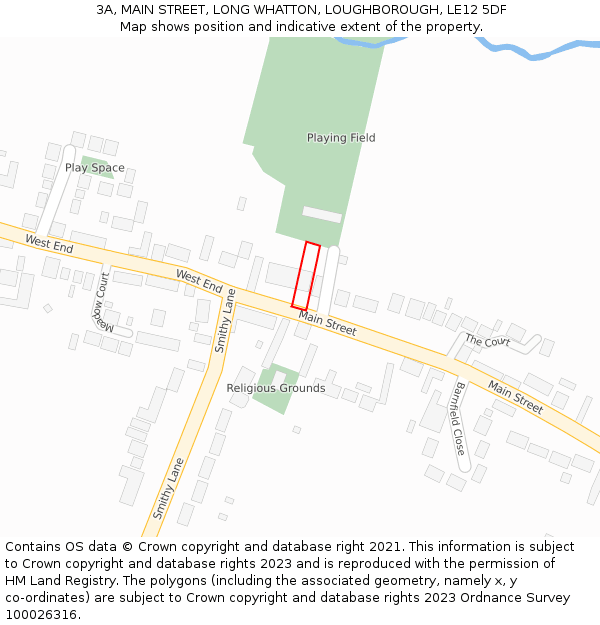 3A, MAIN STREET, LONG WHATTON, LOUGHBOROUGH, LE12 5DF: Location map and indicative extent of plot