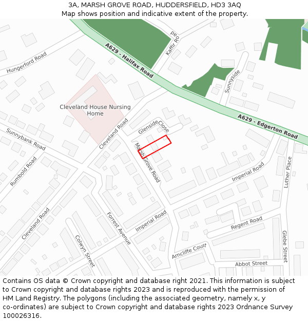 3A, MARSH GROVE ROAD, HUDDERSFIELD, HD3 3AQ: Location map and indicative extent of plot
