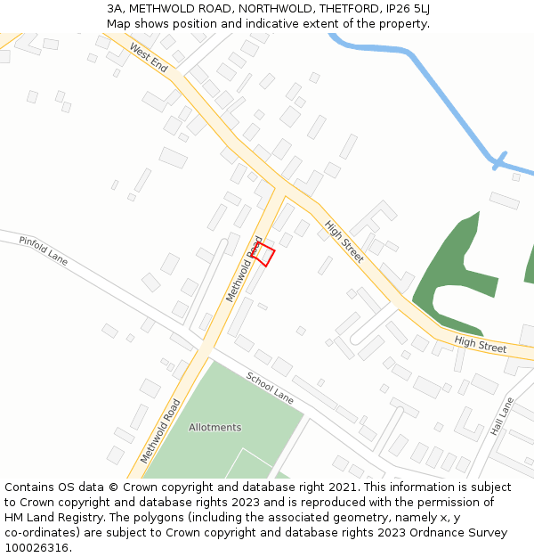 3A, METHWOLD ROAD, NORTHWOLD, THETFORD, IP26 5LJ: Location map and indicative extent of plot