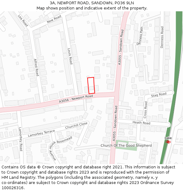 3A, NEWPORT ROAD, SANDOWN, PO36 9LN: Location map and indicative extent of plot