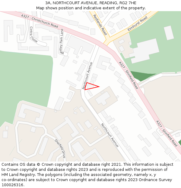 3A, NORTHCOURT AVENUE, READING, RG2 7HE: Location map and indicative extent of plot