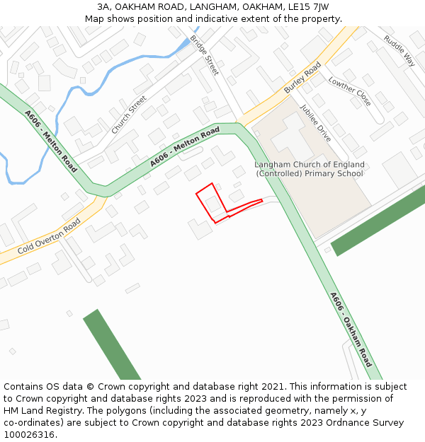 3A, OAKHAM ROAD, LANGHAM, OAKHAM, LE15 7JW: Location map and indicative extent of plot