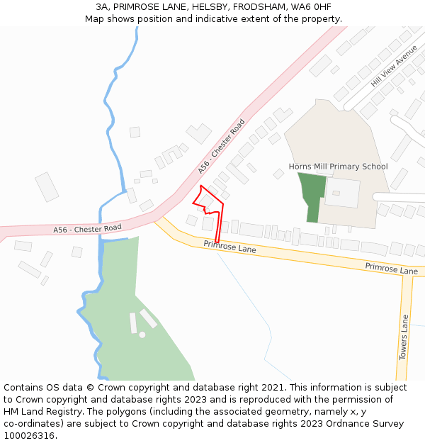 3A, PRIMROSE LANE, HELSBY, FRODSHAM, WA6 0HF: Location map and indicative extent of plot