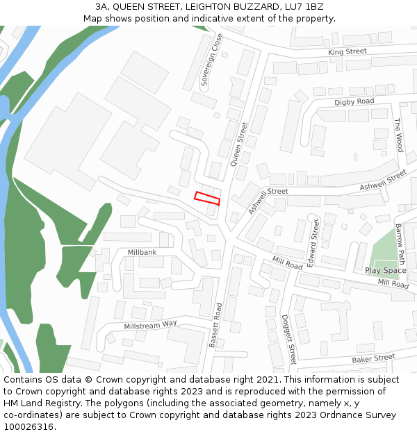 3A, QUEEN STREET, LEIGHTON BUZZARD, LU7 1BZ: Location map and indicative extent of plot