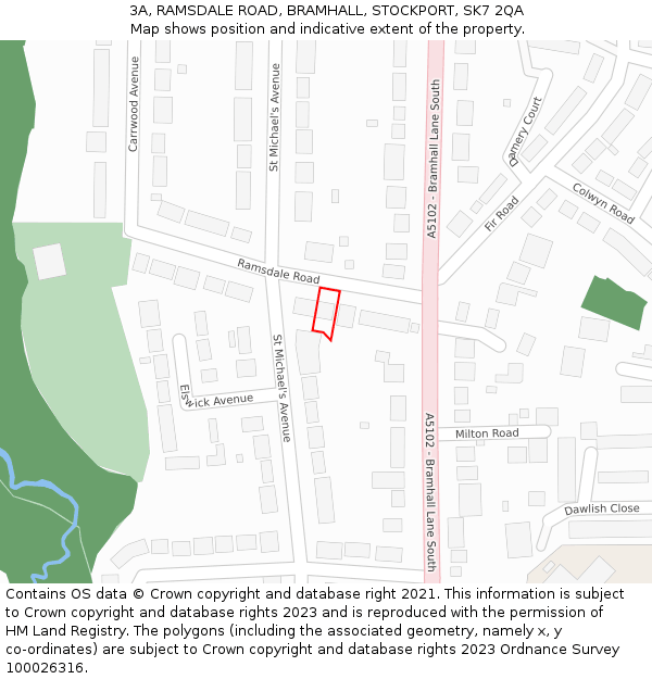 3A, RAMSDALE ROAD, BRAMHALL, STOCKPORT, SK7 2QA: Location map and indicative extent of plot