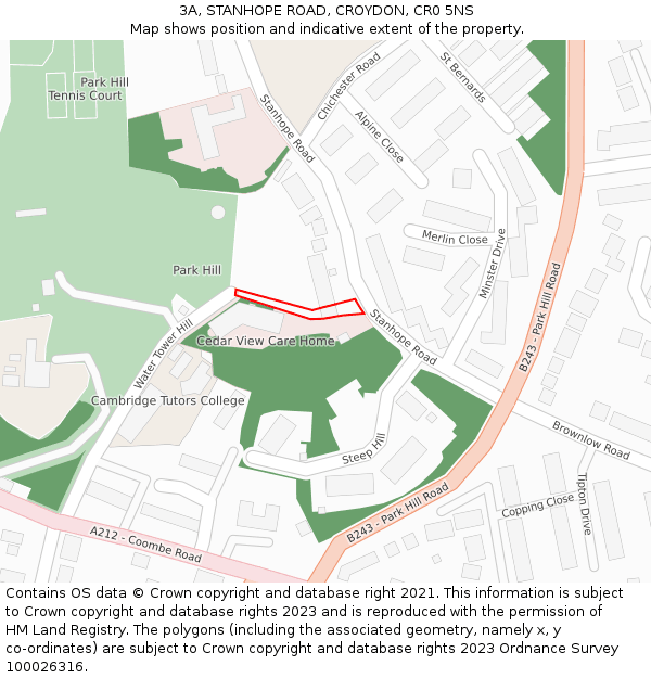 3A, STANHOPE ROAD, CROYDON, CR0 5NS: Location map and indicative extent of plot