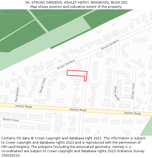 3A, STRUAN GARDENS, ASHLEY HEATH, RINGWOOD, BH24 2EQ: Location map and indicative extent of plot