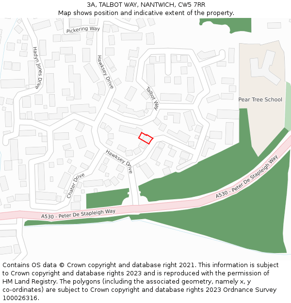3A, TALBOT WAY, NANTWICH, CW5 7RR: Location map and indicative extent of plot