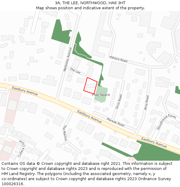 3A, THE LEE, NORTHWOOD, HA6 3HT: Location map and indicative extent of plot