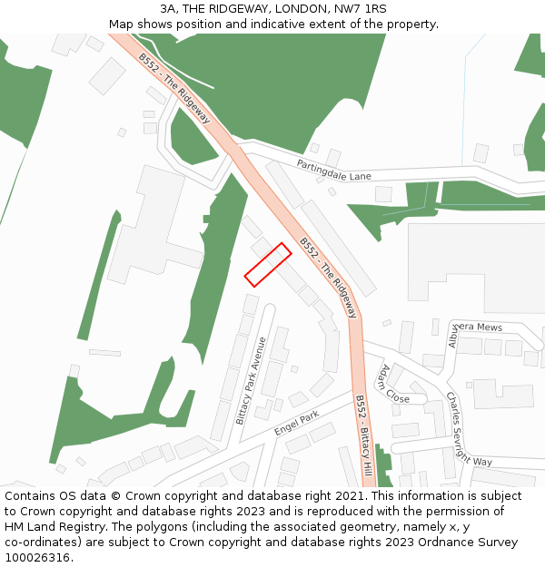 3A, THE RIDGEWAY, LONDON, NW7 1RS: Location map and indicative extent of plot