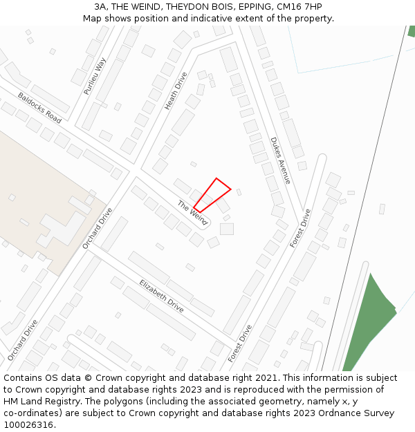 3A, THE WEIND, THEYDON BOIS, EPPING, CM16 7HP: Location map and indicative extent of plot