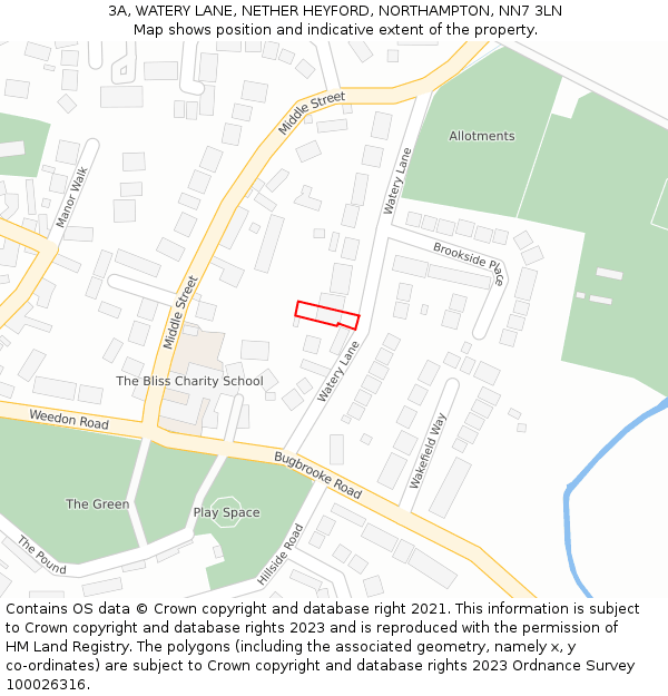 3A, WATERY LANE, NETHER HEYFORD, NORTHAMPTON, NN7 3LN: Location map and indicative extent of plot