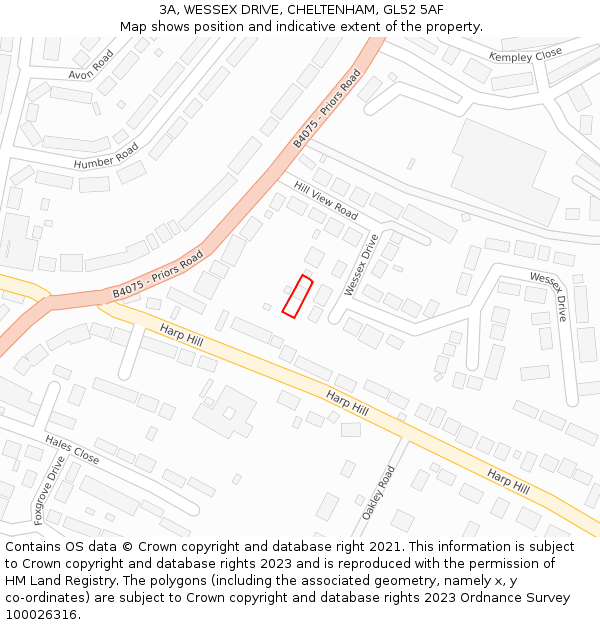 3A, WESSEX DRIVE, CHELTENHAM, GL52 5AF: Location map and indicative extent of plot