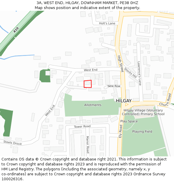 3A, WEST END, HILGAY, DOWNHAM MARKET, PE38 0HZ: Location map and indicative extent of plot