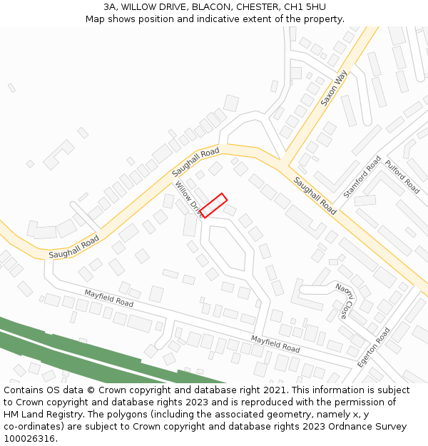 3A, WILLOW DRIVE, BLACON, CHESTER, CH1 5HU: Location map and indicative extent of plot