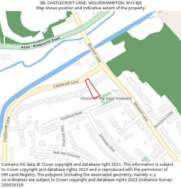 3B, CASTLECROFT LANE, WOLVERHAMPTON, WV3 8JX: Location map and indicative extent of plot