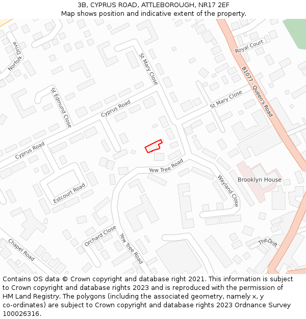 3B, CYPRUS ROAD, ATTLEBOROUGH, NR17 2EF: Location map and indicative extent of plot