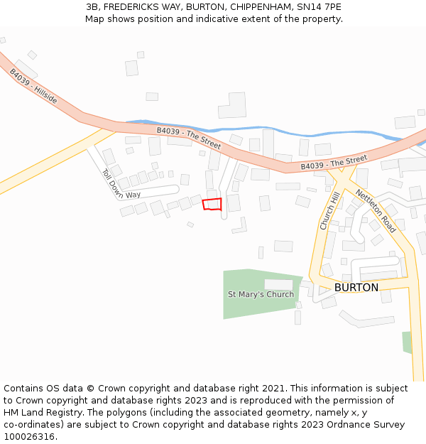 3B, FREDERICKS WAY, BURTON, CHIPPENHAM, SN14 7PE: Location map and indicative extent of plot