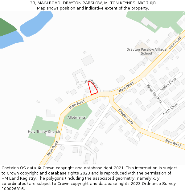 3B, MAIN ROAD, DRAYTON PARSLOW, MILTON KEYNES, MK17 0JR: Location map and indicative extent of plot