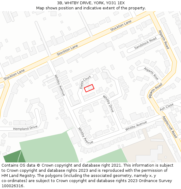 3B, WHITBY DRIVE, YORK, YO31 1EX: Location map and indicative extent of plot