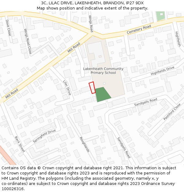 3C, LILAC DRIVE, LAKENHEATH, BRANDON, IP27 9DX: Location map and indicative extent of plot