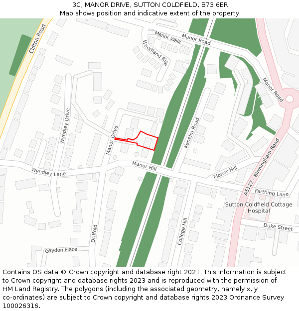 3C, MANOR DRIVE, SUTTON COLDFIELD, B73 6ER: Location map and indicative extent of plot