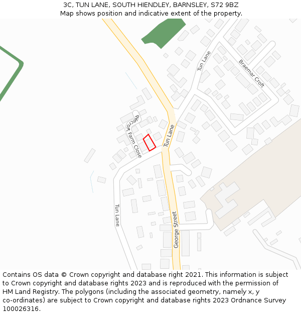 3C, TUN LANE, SOUTH HIENDLEY, BARNSLEY, S72 9BZ: Location map and indicative extent of plot