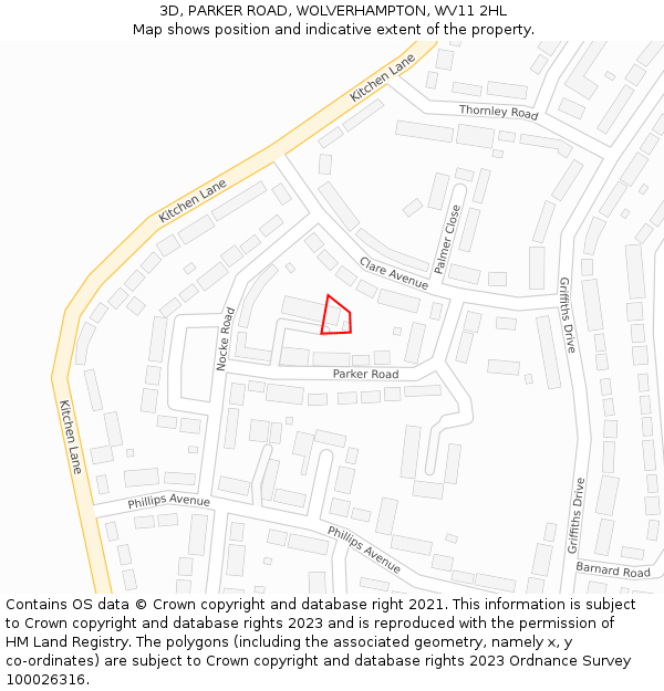 3D, PARKER ROAD, WOLVERHAMPTON, WV11 2HL: Location map and indicative extent of plot