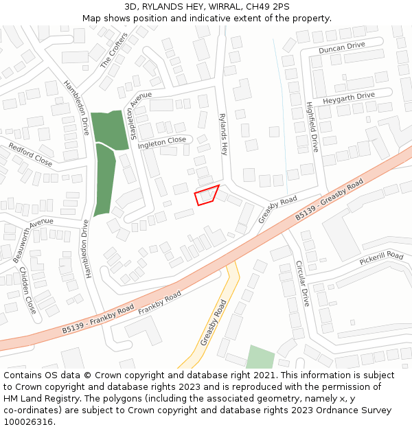 3D, RYLANDS HEY, WIRRAL, CH49 2PS: Location map and indicative extent of plot