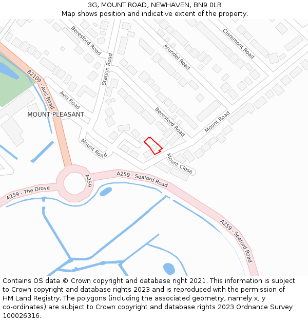 3G, MOUNT ROAD, NEWHAVEN, BN9 0LR: Location map and indicative extent of plot