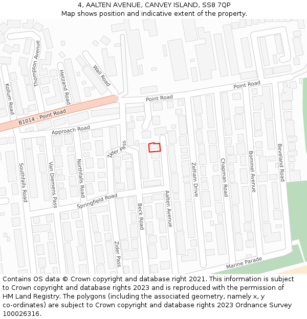 4, AALTEN AVENUE, CANVEY ISLAND, SS8 7QP: Location map and indicative extent of plot