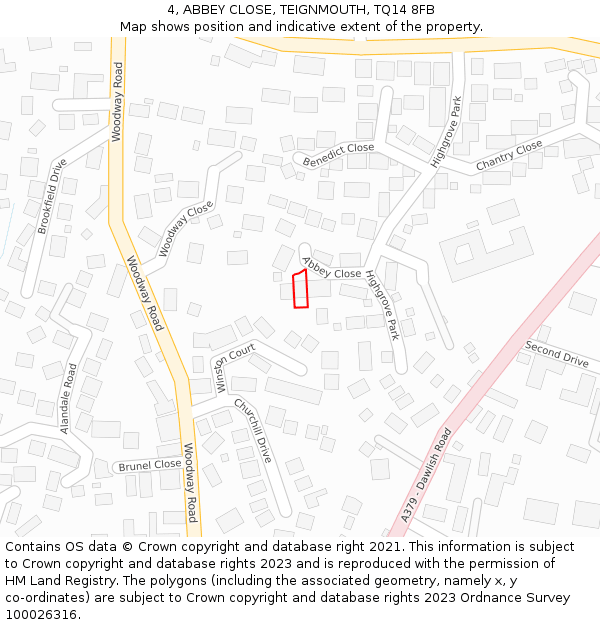 4, ABBEY CLOSE, TEIGNMOUTH, TQ14 8FB: Location map and indicative extent of plot