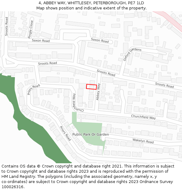 4, ABBEY WAY, WHITTLESEY, PETERBOROUGH, PE7 1LD: Location map and indicative extent of plot