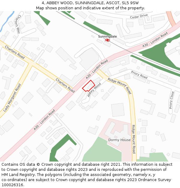 4, ABBEY WOOD, SUNNINGDALE, ASCOT, SL5 9SW: Location map and indicative extent of plot