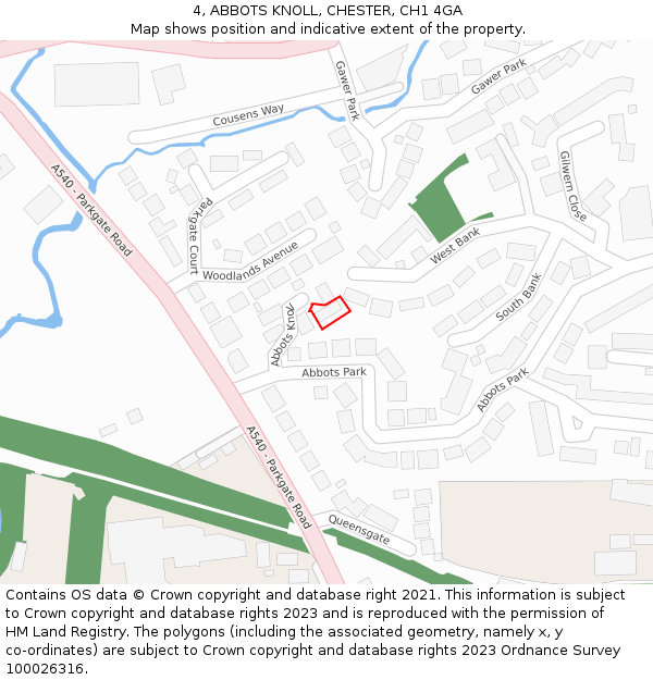 4, ABBOTS KNOLL, CHESTER, CH1 4GA: Location map and indicative extent of plot
